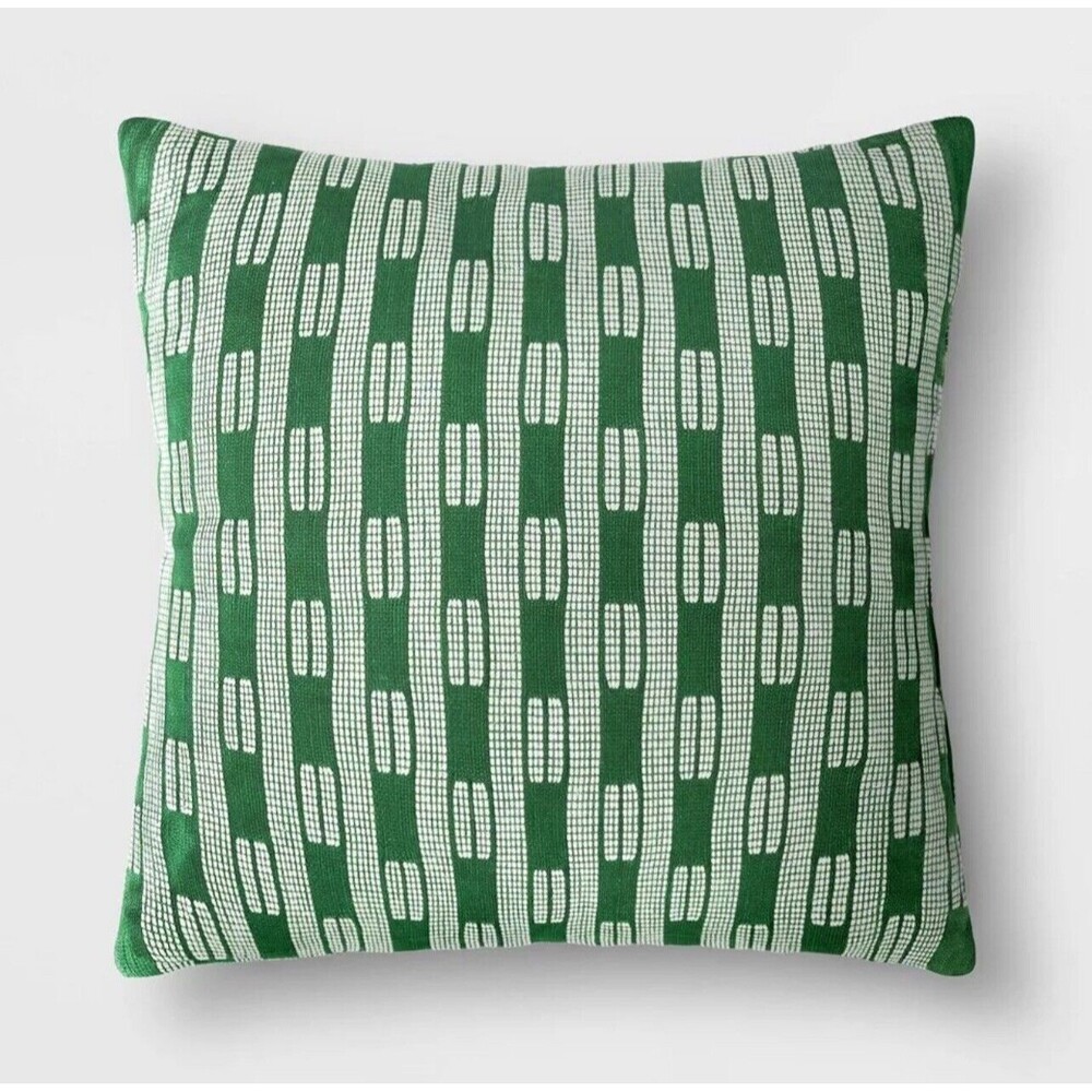 Oversized Dash Square Throw Pillow Ivory/Green - Threshold: 24"x24" - New